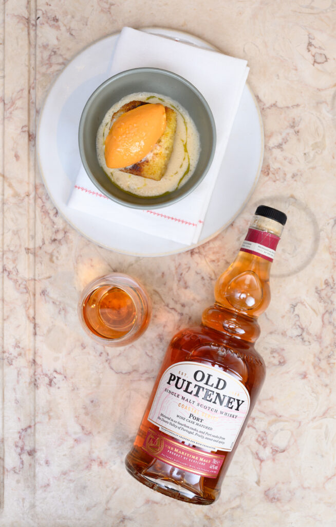 Soaked Portuguese Rice Cake with Old Pulteney and Caramel Custard Ice Cream